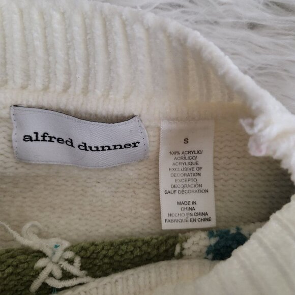 VTG Alfred Dunner Womens Chenille Sweater Small Multi Floral Beaded Rubbed Cuffs - Picture 8 of 11